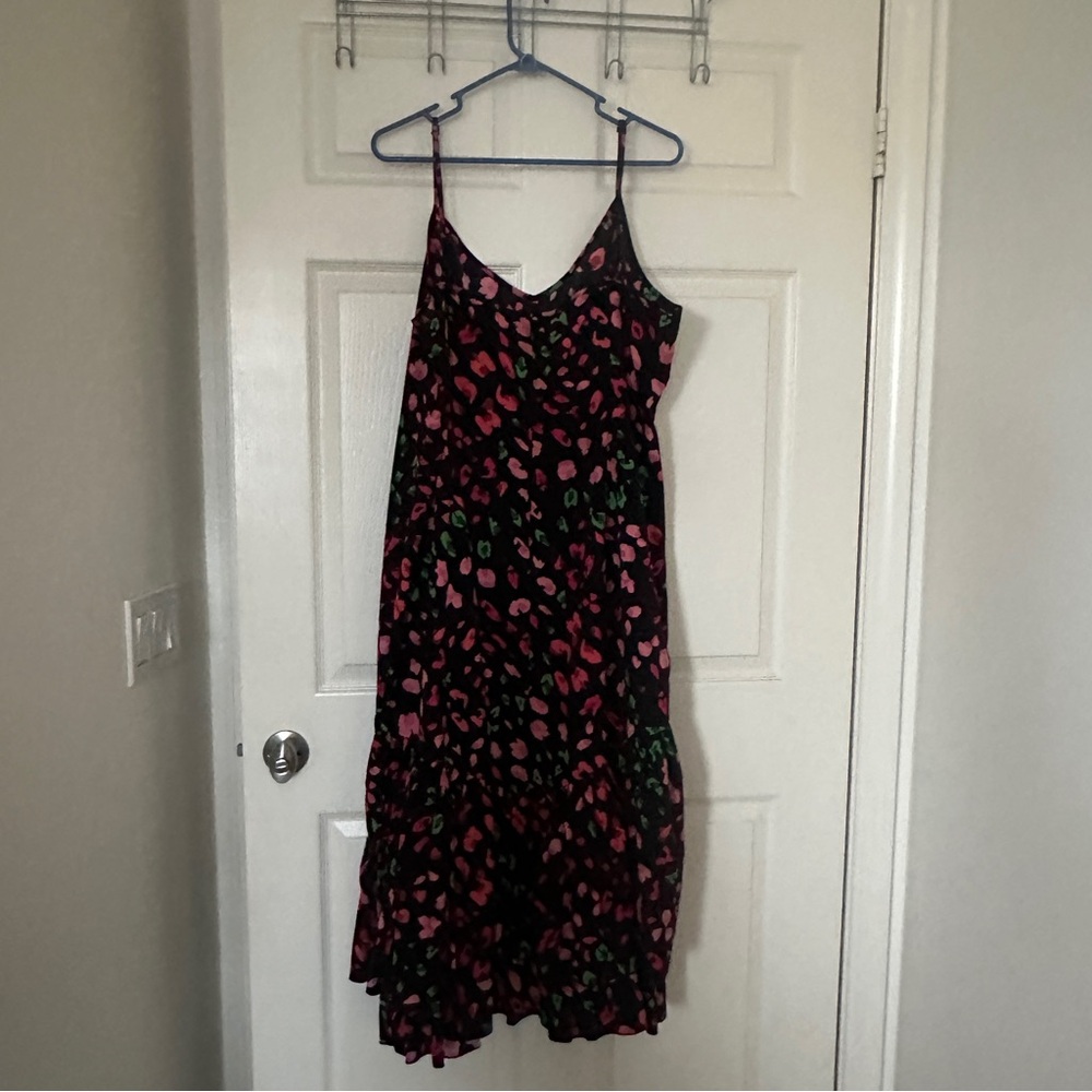 Never Fully Dressed Black Dress with Pink and Green Floral - Picture 2 of 9